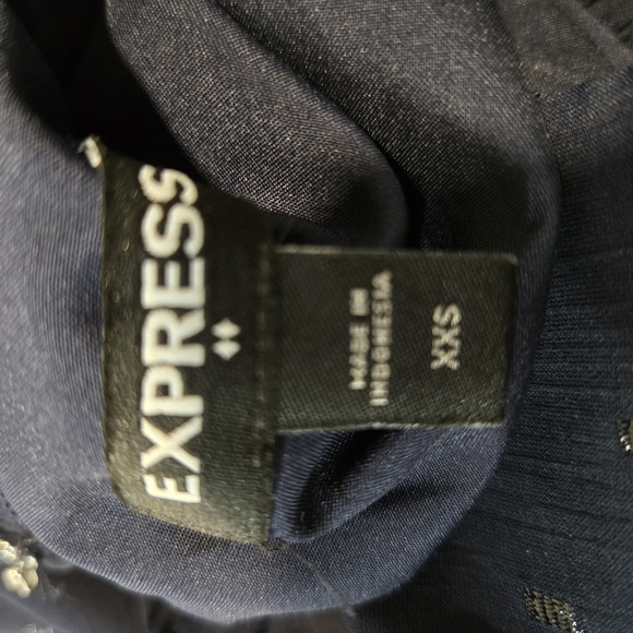 Express Blue A-Line Puff Sleeve Dress - Picture 9 of 9